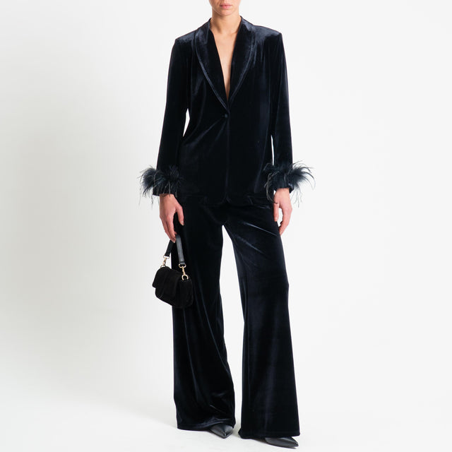 Tensione in-Completo velluto ciniglia giacca e pan - nero