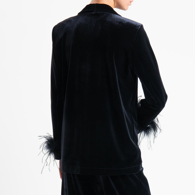 Tensione in-Completo velluto ciniglia giacca e pan - nero
