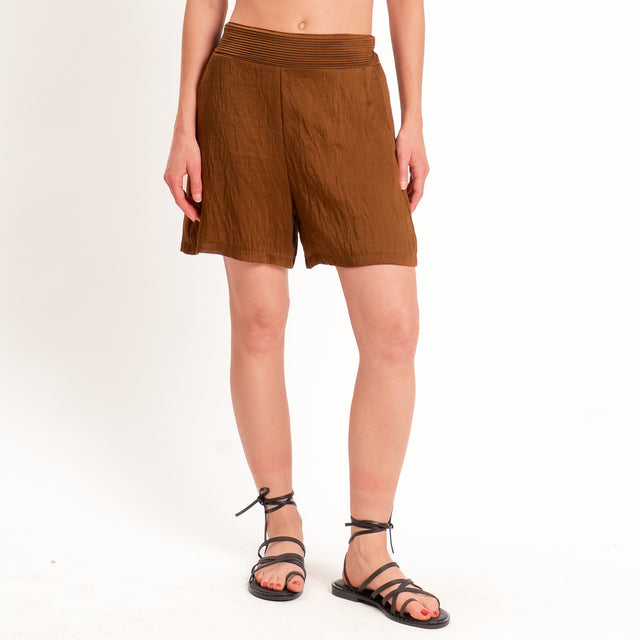 Tensione in-Completo lyocell top+shorts - tabacco