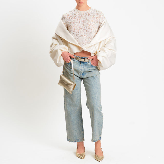 Tensione in-Blusa in pizzo macramè - burro