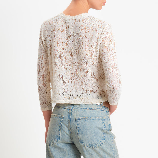 Tensione in-Blusa in pizzo macramè - burro