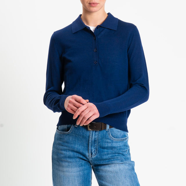 Tensione in-Maglia polo 100% LANA MERINO - blu