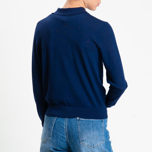 Tensione in-Maglia polo 100% LANA MERINO - blu