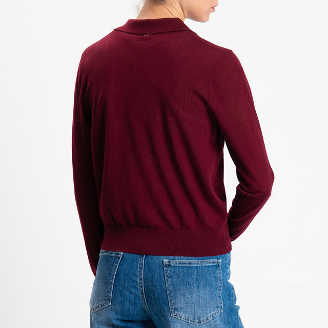 Tensione in-Maglia polo 100% LANA MERINO - Bordeaux
