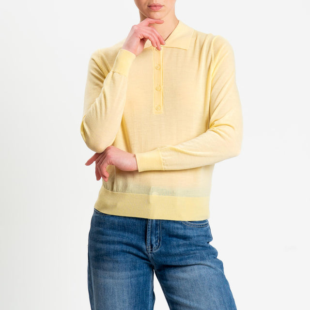 Tensione in-Maglia polo 100% LANA MERINO - giallo