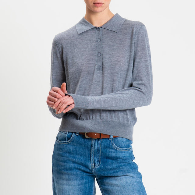Tensione in-Maglia polo 100% LANA MERINO - grigio