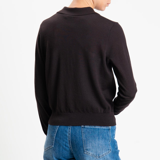 Tensione in-Maglia polo 100% LANA MERINO - cioccolato