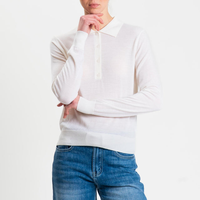Tensione in-Maglia polo 100% LANA MERINO - panna