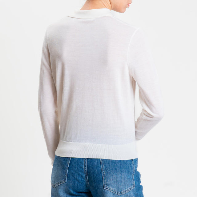 Tensione in-Maglia polo 100% LANA MERINO - panna