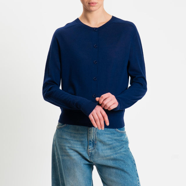 Tensione in-Cardigan rebecchina 100% LANA MERINO - blu