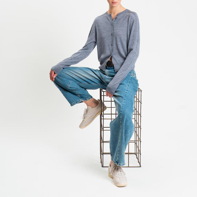 Tensione in-Cardigan rebecchina 100% LANA MERINO - grigio