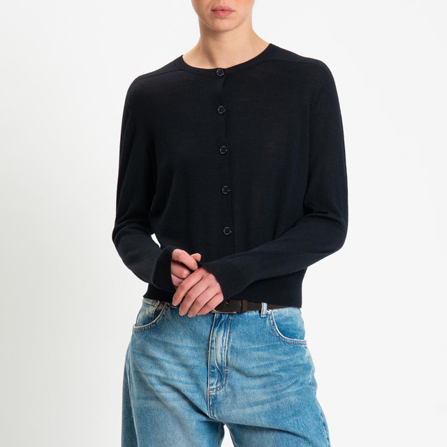 Tensione in-Cardigan rebecchina 100% LANA MERINO - nero