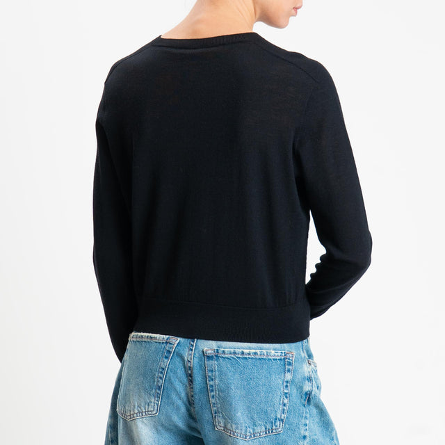 Tensione in-Cardigan rebecchina 100% LANA MERINO - nero