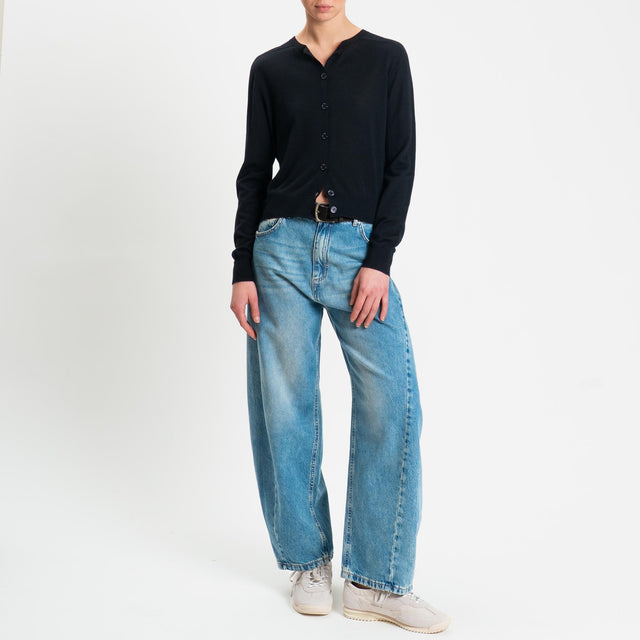 Tensione in-Cardigan rebecchina 100% LANA MERINO - nero