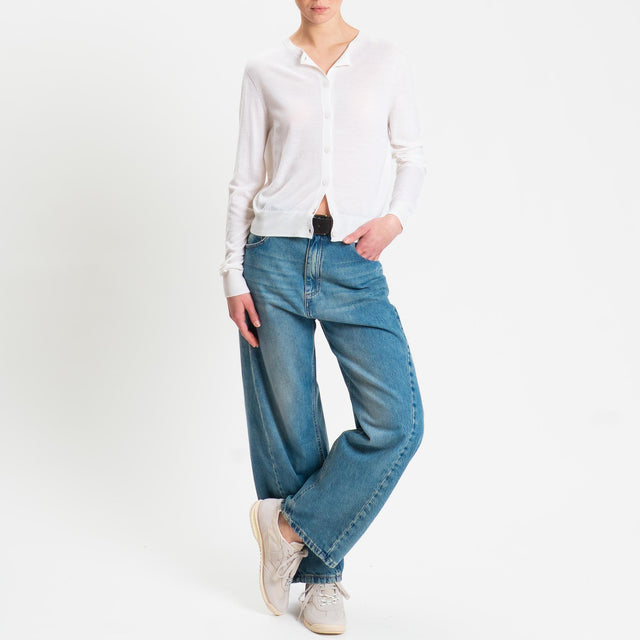 Tensione in-Cardigan rebecchina 100% LANA MERINO - panna