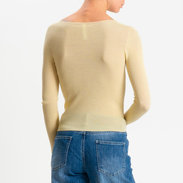 Tensione in-Maglia costine LANA MERINO - giallo