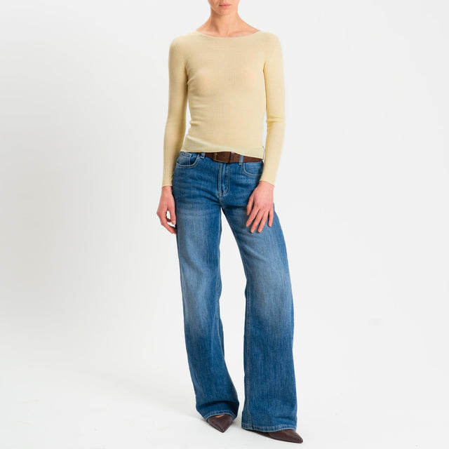 Tensione in-Maglia costine LANA MERINO - giallo