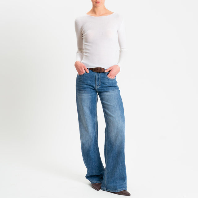 Tensione in-Maglia costine LANA MERINO - panna