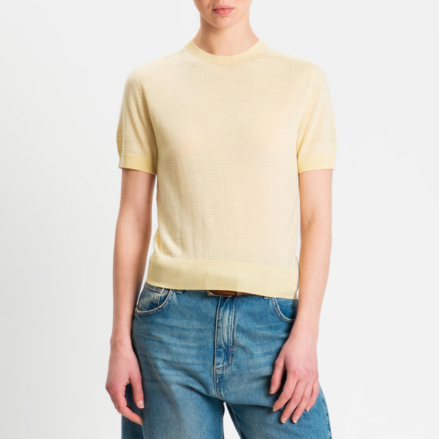 Tensione in-Maglia mezza manica 100% LANA MERINO - giallo