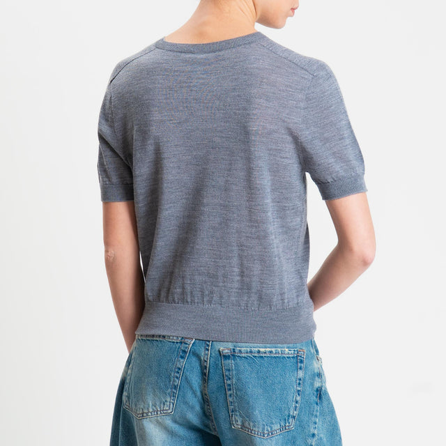 Tensione in-Maglia mezza manica 100% LANA MERINO - grigio