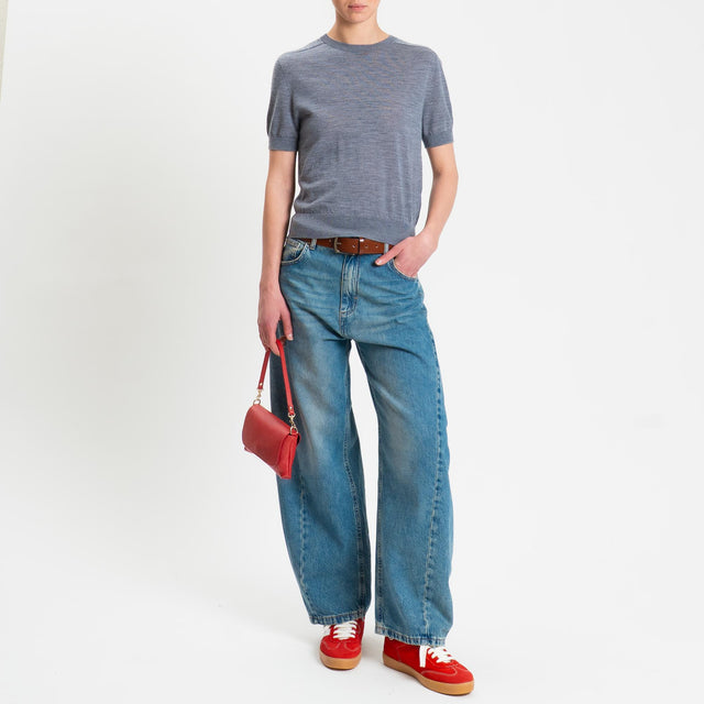 Tensione in-Maglia mezza manica 100% LANA MERINO - grigio