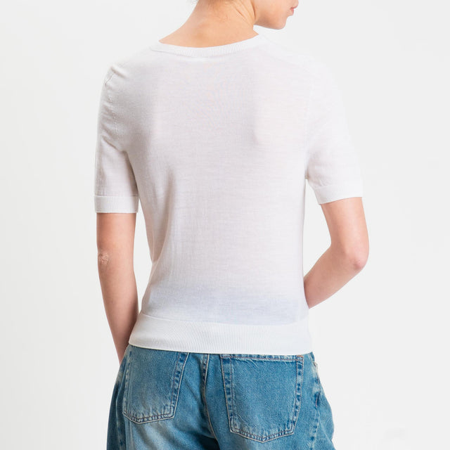 Tensione in-Maglia mezza manica 100% LANA MERINO - panna