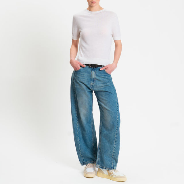 Tensione in-Maglia mezza manica 100% LANA MERINO - panna