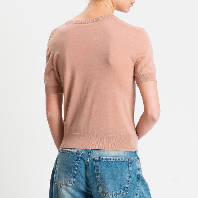 Tensione in-Maglia mezza manica 100% LANA MERINO - rosa