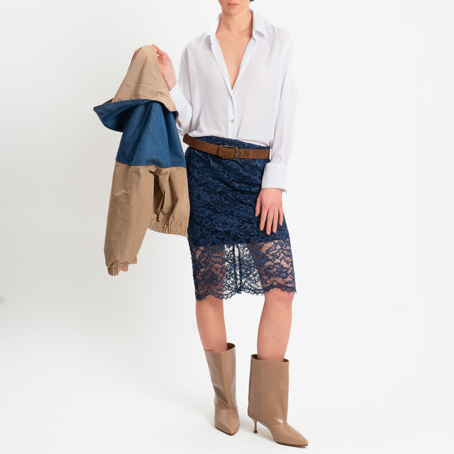 Tensione in-Gonna in pizzo macramè - blu