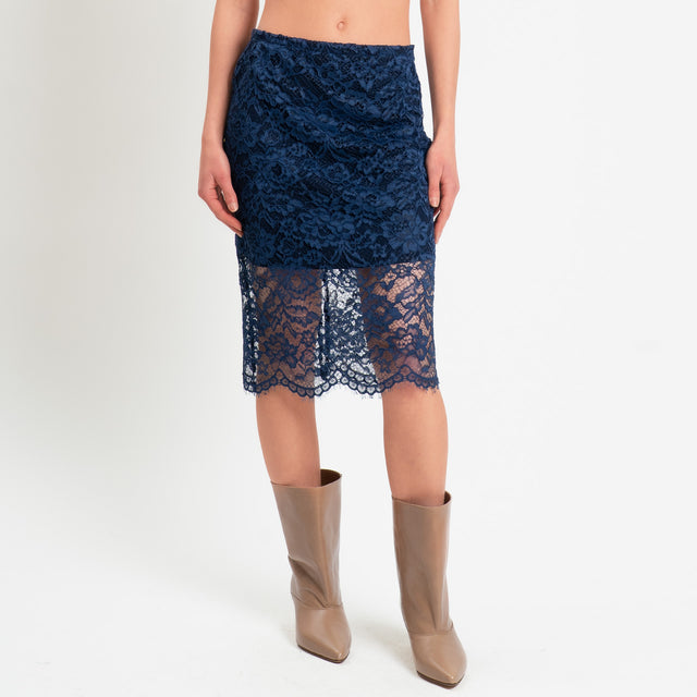 Tensione in-Gonna in pizzo macramè - blu