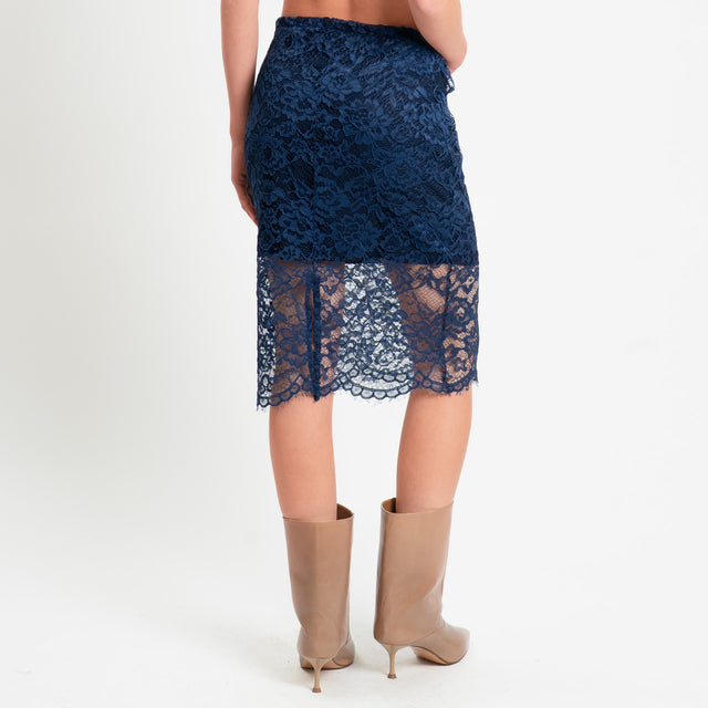 Tensione in-Gonna in pizzo macramè - blu