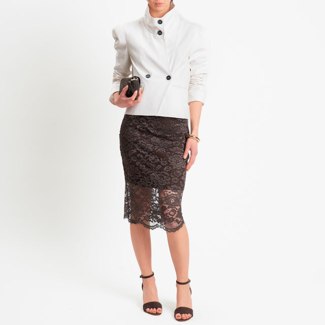 Tensione in-Gonna in pizzo macramè - tabacco