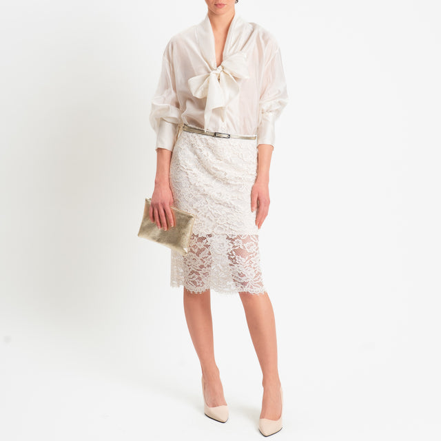 Tensione in-Gonna in pizzo macramè - panna