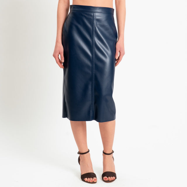Tensione in-Gonna similpelle spacco dietro - blu