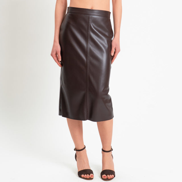 Tensione in-Gonna similpelle spacco dietro - moro