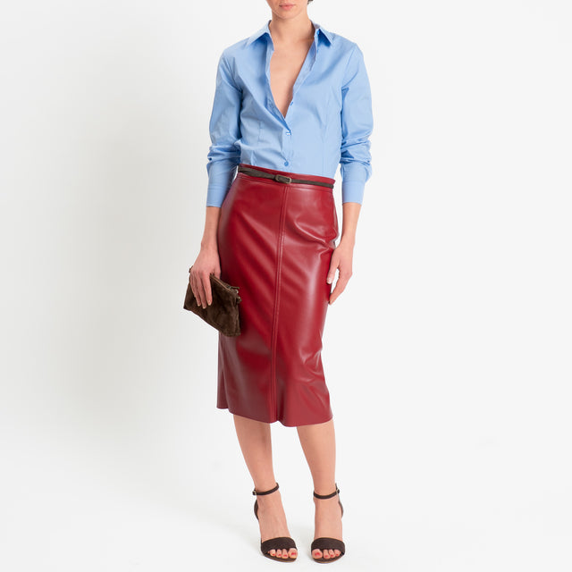 Tensione in-Gonna similpelle spacco dietro - rosso