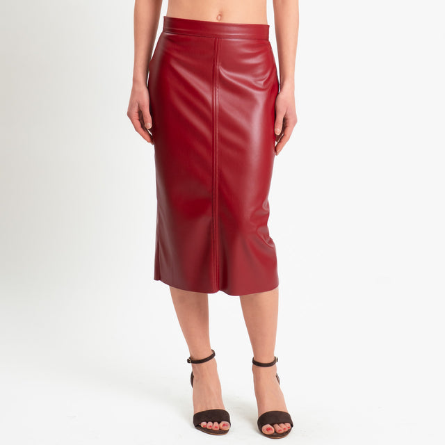 Tensione in-Gonna similpelle spacco dietro - rosso