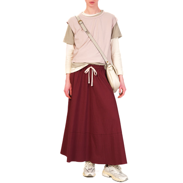 Tensione in-Gonna elastico in vita con coulisse - bordeaux/rosa