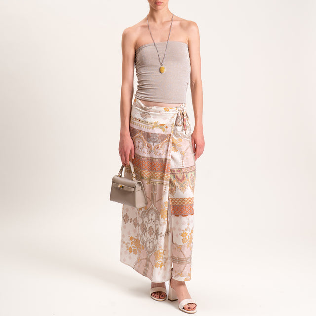 Tensione in-Gonna portafoglio misto lino fantasia - sand/rosa/orange
