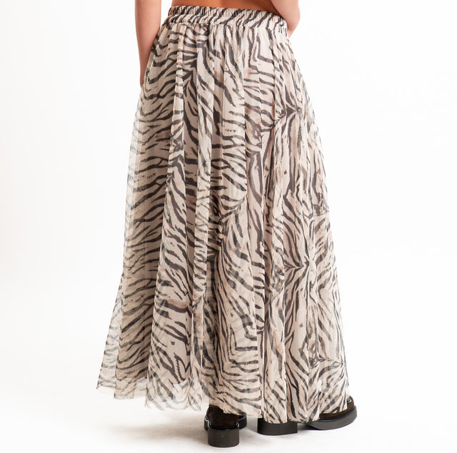 Tensione in-Gonna tulle fantasia con elastico in vita - zebrato sand/nero