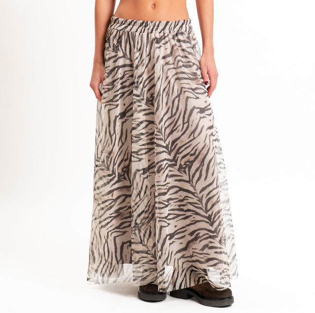 Tensione in-Gonna tulle fantasia con elastico in vita - zebrato sand/nero
