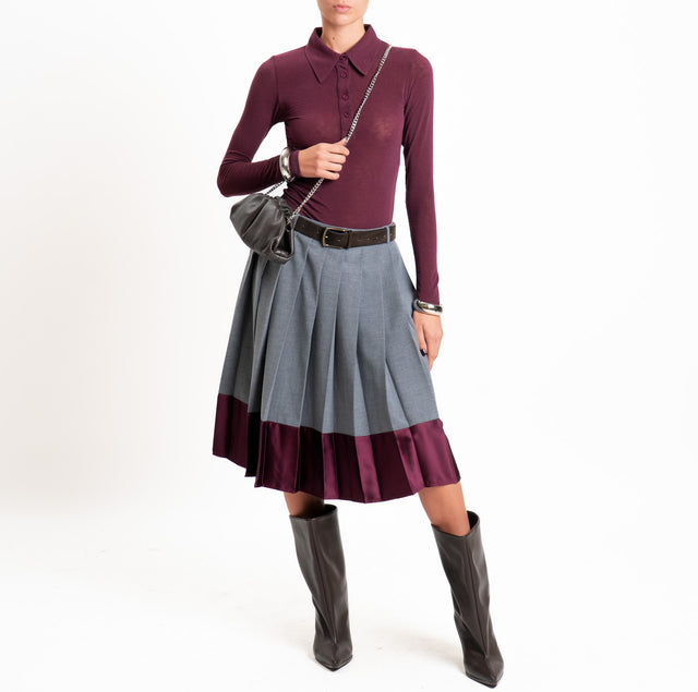 Tensione in-Gonna plissé bicolore - grigio/bordeaux
