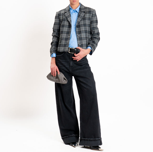 Tensione in-Jeans NOELLE wide leg con risvolto - nero