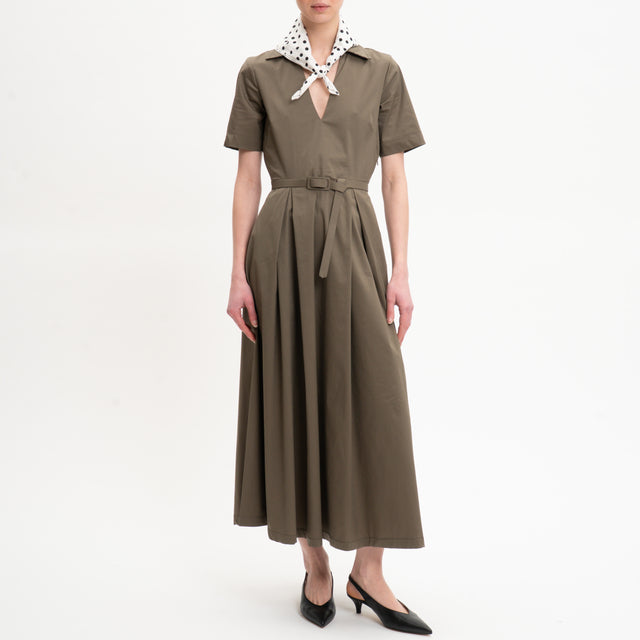 Tensione in-Abito popeline con foulard pois - militare