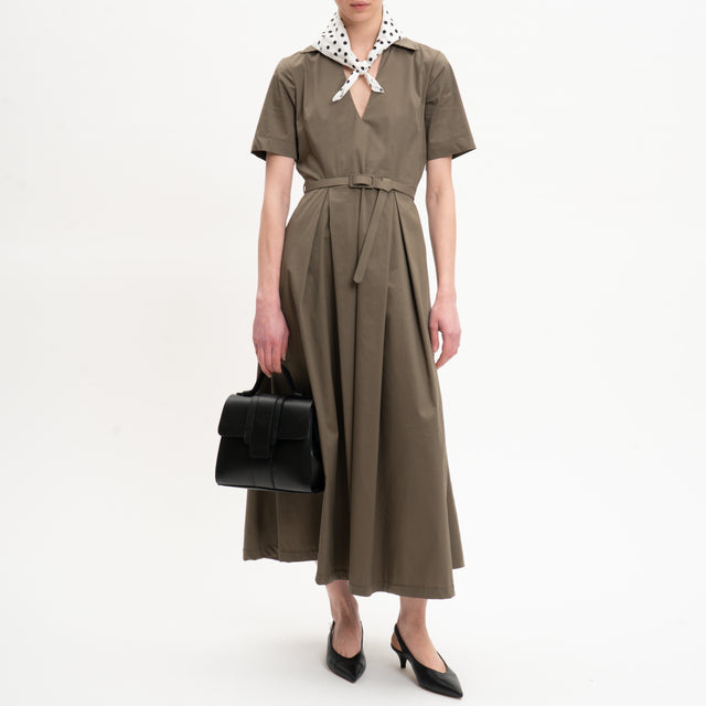 Tensione in-Abito popeline con foulard pois - militare