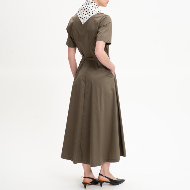 Tensione in-Abito popeline con foulard pois - militare