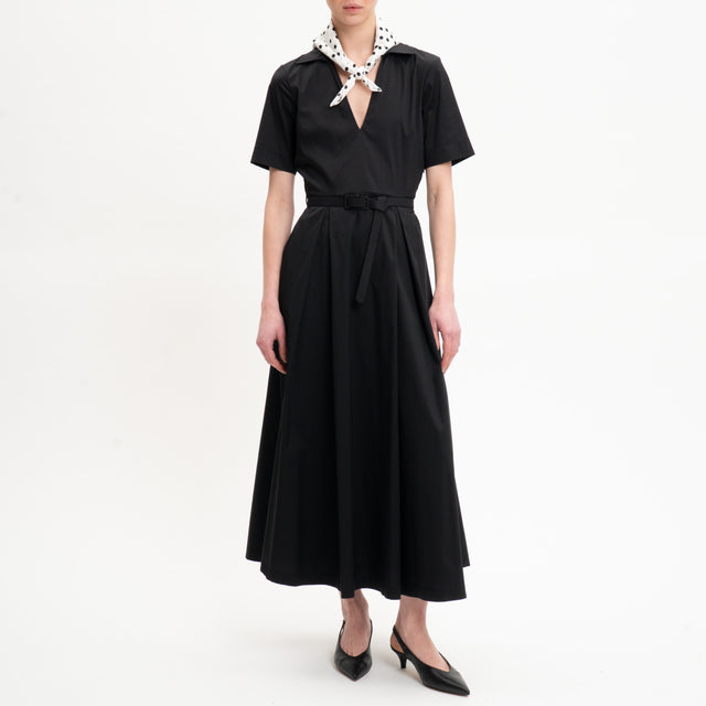Tensione in-Abito popeline con foulard pois - nero