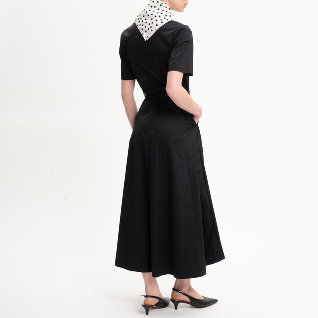 Tensione in-Abito popeline con foulard pois - nero