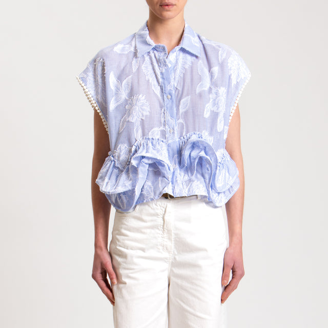 Tensione in-Camicia smanicata con passamaneria - celeste
