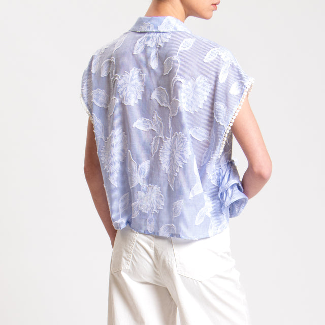 Tensione in-Camicia smanicata con passamaneria - celeste
